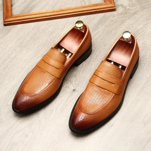 Mocassins à bout pointu en cuir véritable pour homme