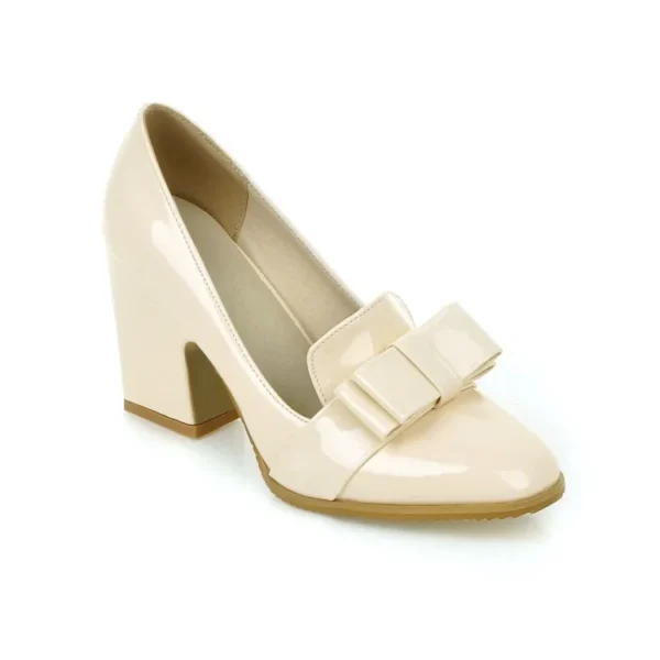 Mocassins à talons en cuir verni avec nœud décoratif – Image 5