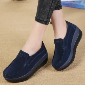Mocassins orthopédiques en daim à plateforme pour femme