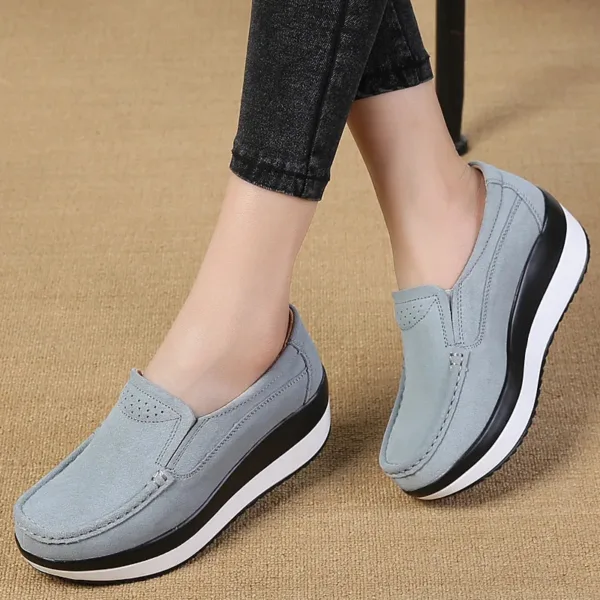 Mocassins orthopédiques en daim à plateforme pour femme – Image 2