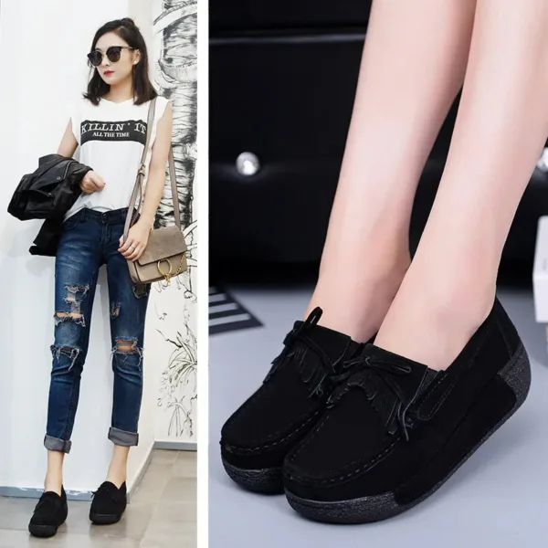 Mocassins compensés à franges en daim – Image 2