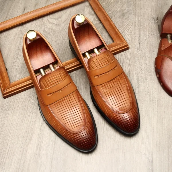 Mocassins à bout pointu en cuir véritable pour homme – Image 3