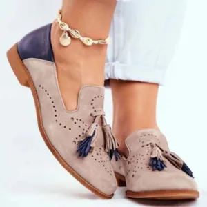 Mocassins rose et bleu à glands pour femme