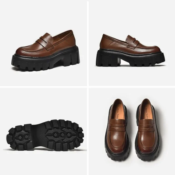 Mocassins en cuir à bout rond pour femme