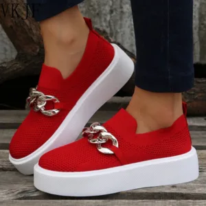 Mocassins à Plateforme avec Chaîne Métallique