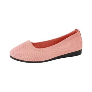 Mocassins ballerines roses à bout rond pour femme