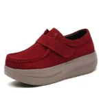 Mocassins compensés avec franges en suédine pour femme