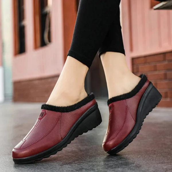 Mocassins fourrés à semelles compensées faciles à enfiler pour femme – Image 2