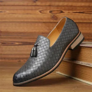 Mocassins à glands en cuir effet tressé pour homme