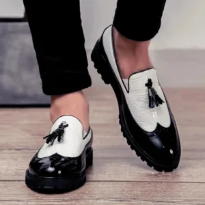 Mocassins habillés à glands en cuir véritable pour homme