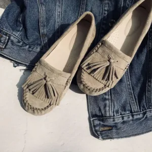 Mocassins indiens en daim à glands