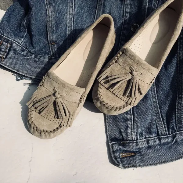 Mocassins indiens en daim à glands
