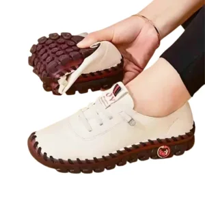 Mocassins orthopédiques effet cuir avec coutures apparentes pour femme
