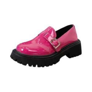 Mocassins à plateforme en cuir vernis rose pour femme