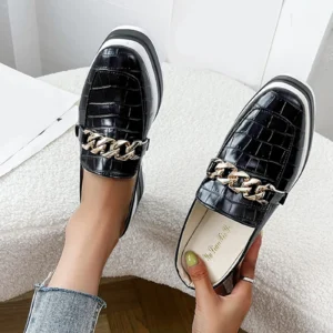 Mocassins ouverts compensés effet cuir