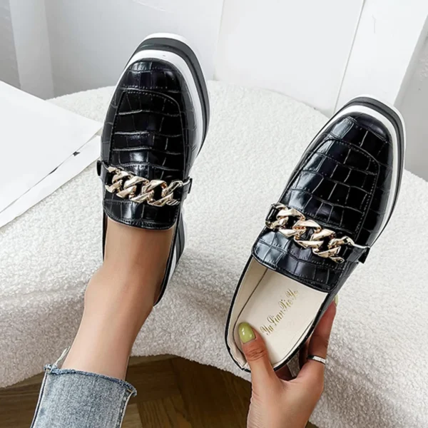 Mocassins ouverts compensés effet cuir