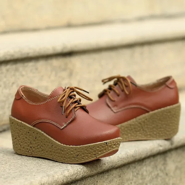 Mocassins compensés en cuir synthétique pour femmes – Image 2