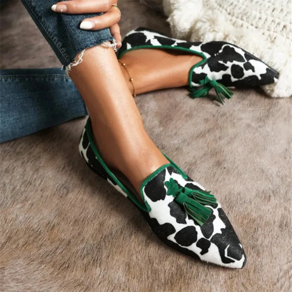 Mocassins plats à glands imprimé léopard pour femme – Image 3