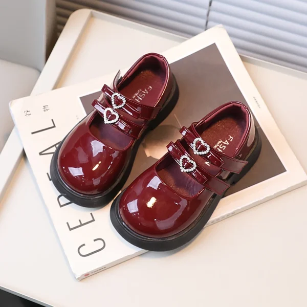 Mocassin Fille Cuir Verni Décoration Cœur – Image 6