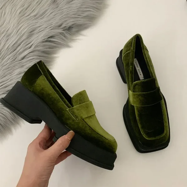 Mocassins en velours à talon pour femme – Image 5