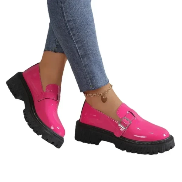 Mocassins à plateforme en cuir vernis rose pour femme – Image 6
