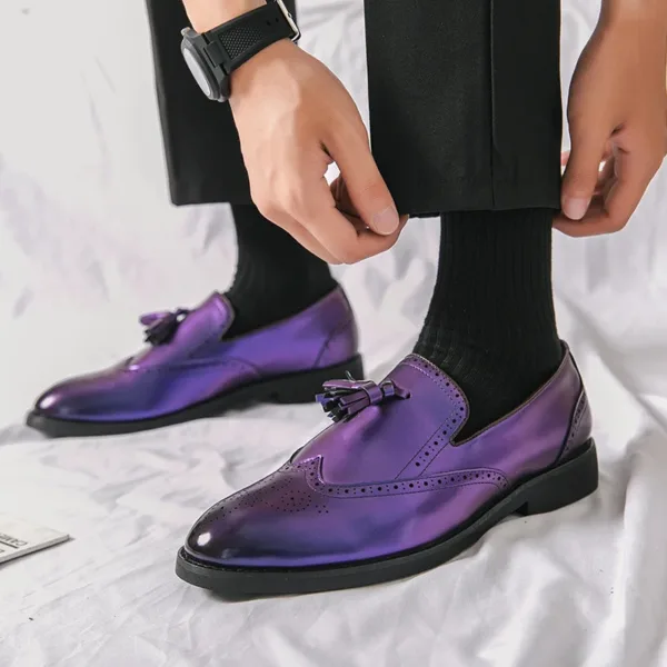 Mocassins à gland violet métallique pour hommes – Image 4
