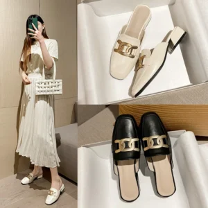 Mocassins mule à talons carrés pour femme