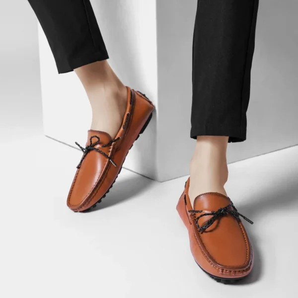 Mocassins bateau style vintage effet cuir pour homme – Image 4