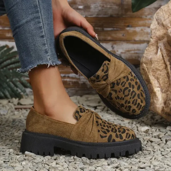 Mocassins léopard tendance avec semelle épaisse pour femme – Image 2