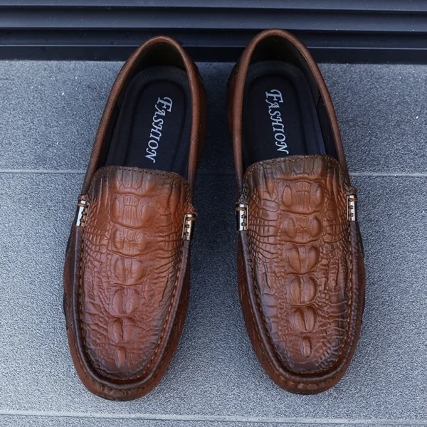 Mocassins en cuir véritable à motifs crocodile – Image 7