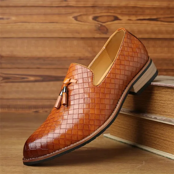 Mocassins à glands en cuir effet tressé pour homme – Image 2