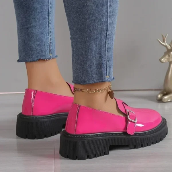 Mocassins à plateforme en cuir vernis rose pour femme