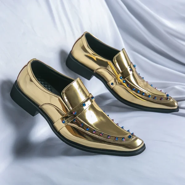 Mocassins dorés brillants pour homme