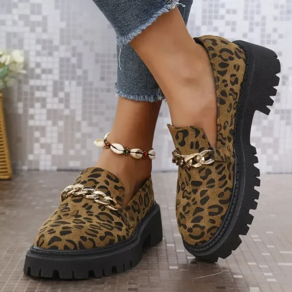 Mocassins léopard tendance avec semelle épaisse pour femme – Image 5