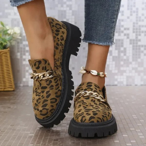 Mocassins léopard tendance avec semelle épaisse pour femme