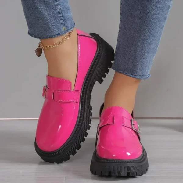 Mocassins à plateforme en cuir vernis rose pour femme