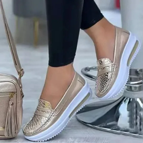Mocassins compensés type baskets détails brillants – Image 6