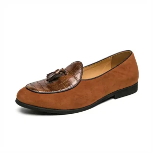 Mocassins à gland et en daim pour homme de couleur camel