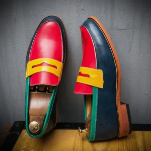 Mocassins multicolores en simili cuir pour homme