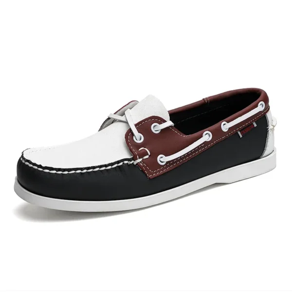 Mocassins bateau tricolores plats en cuir pour homme – Image 5