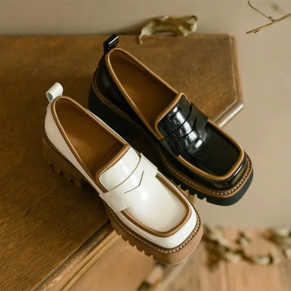 Mocassins vernis bicolores à semelle épaisse – Image 4