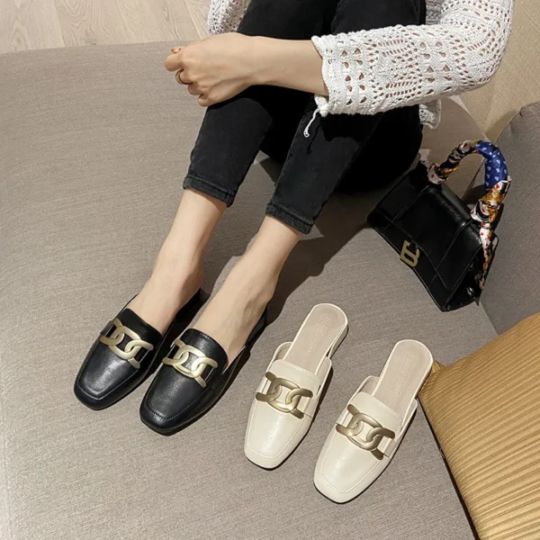 Mocassins mule à talons carrés pour femme