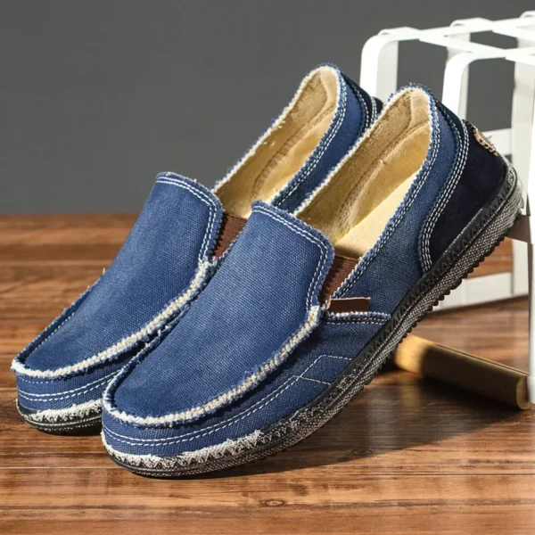 Mocassins décontractés en toile jean pour homme