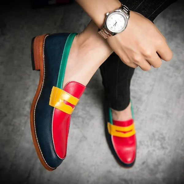 Mocassins multicolores en simili cuir pour homme – Image 4