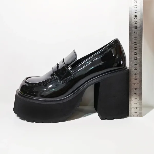 Mocassins à talons à semelle épaisse noire pour femmes – Image 6
