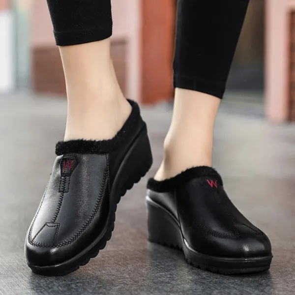 Mocassins fourrés à semelles compensées faciles à enfiler pour femme – Image 6