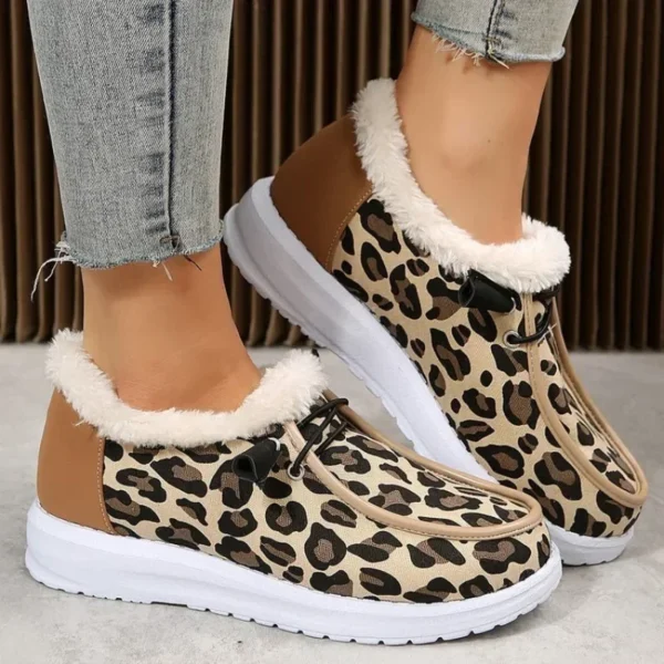 Mocassins bateau en fausse fourrure avec motif léopard