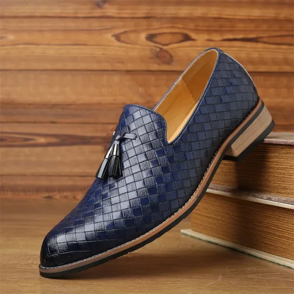 Mocassins à glands en cuir effet tressé pour homme – Image 4