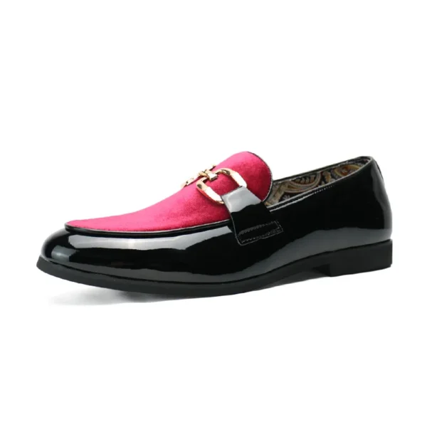 Mocassins habillés vernis noir et velours à mors dorés – Image 4