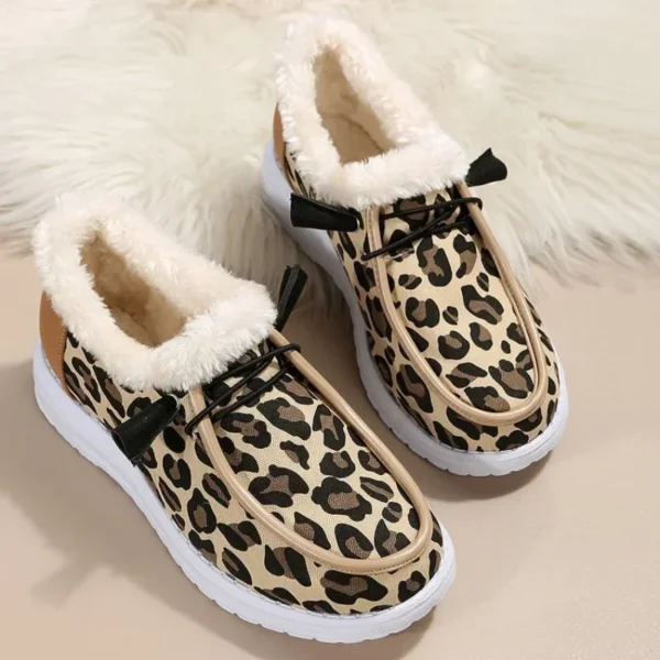 Mocassins bateau en fausse fourrure avec motif léopard